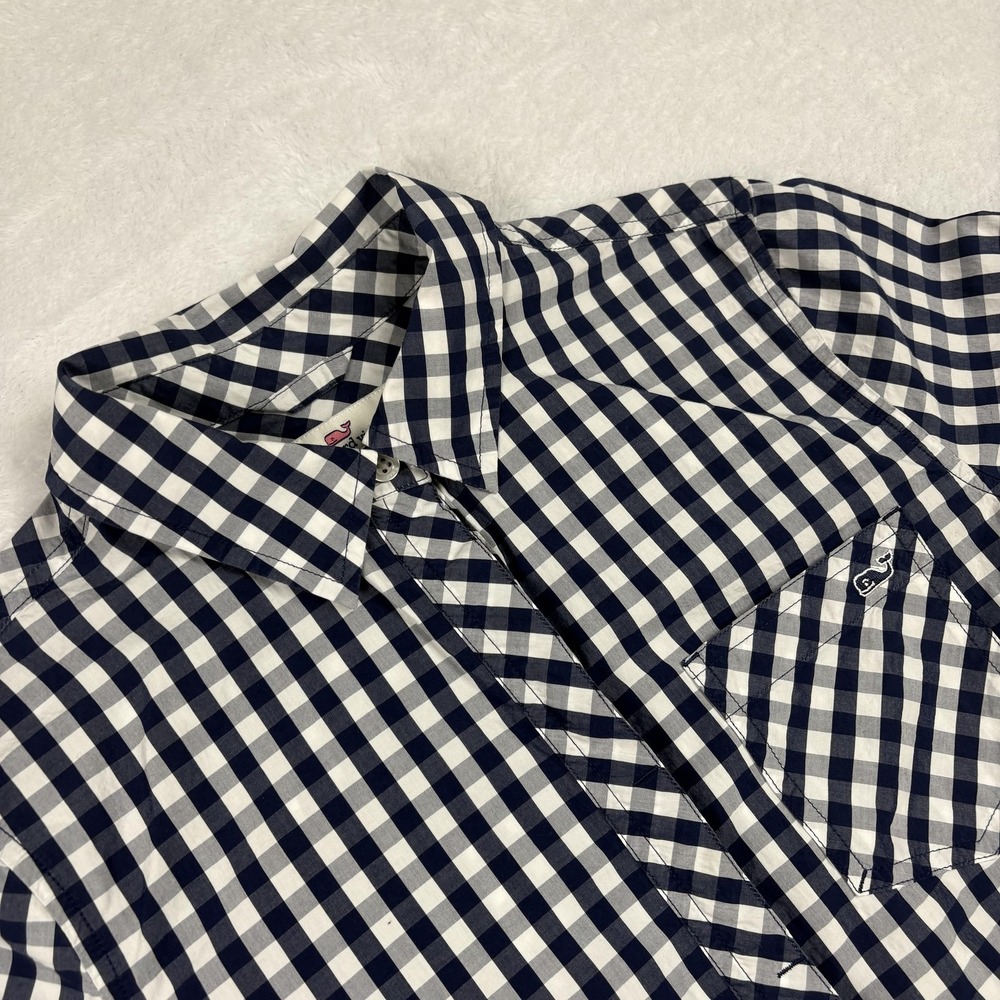 Vineyard Vines Shirt Womens 0 Blue Check Long Sleeve Button-Up Relaxed Fit